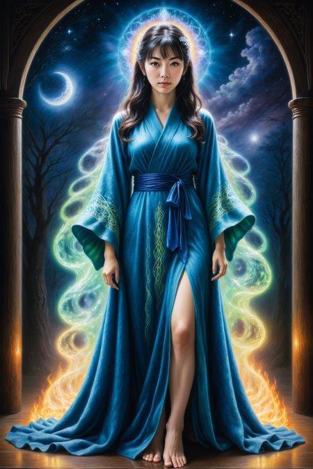 by  Arthur Sarnoff , by  Leiji Matsumoto , by  Ayumi Tanaka  ,   mysterial preternatural sorcerous clairvoyant  ,  oil pastel<lora:oil_pastel:1.00> , full body length, photorealistic, shallow depth of field  <lora:more_art:0.30><lora:clothing_slider:2.00><lora:great_lighting:1.30><lora:aesthetic:1.15><lora:photorealistic_portrait:1.25><lora:RMSDXL_Enhance:0.45><lora:RMSDXL_Creative:0.35><lora:RMSDXL_Photo:0.45><lora:RMSDXL_Darkness_Cinema:0.50><lora:XDetail_heavy:0.45><lora:perfect_eyes:0.15><lora:perfect_hands:0.15><lora:midjourney:-0.15><lora:looking_at_viewer:0.75><lora:dpo:0.25>