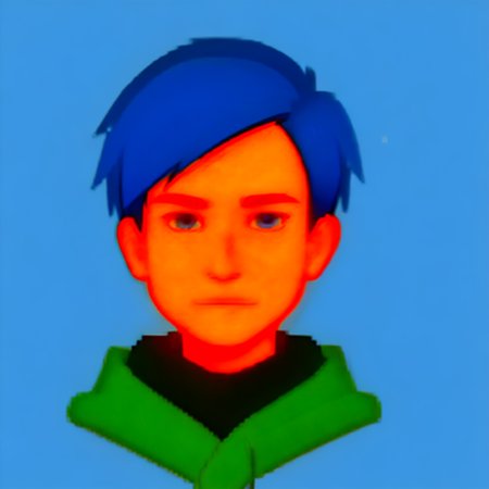 <lora:Weather_Icon_Style-10:0.95> weather_icon, simple background, <lora:Andy_French_Mission_Hill_1999:0.75> andy_french, 1boy, solo, male focus, blue hair<lora:LCM_SD15:1.0>