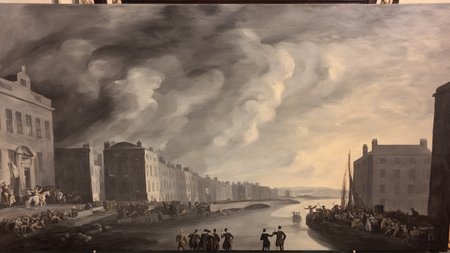 <lora:G30rg3B4rr3tSr_v1:1>, G30rg3B4rr3tSr oil painting,  year 2020, monochrome, saint-patrick's celebration day, masterpiece, dublin city