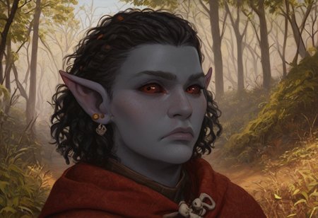 solo, short pointy ears, full body, piercings, random elf face, aquiline features, male dark elf, masculine, facial hair, brow rings, beaded piercings, weathered skin, blue-grey skin, chiseled features, large nose, insect chitin armor, insect chitin helmet, insect chitin ornaments, stylized insect pattern, athletic build,  animated realism, zoomed out, Syrian features, torso, yurts, tents, native camp, elegant berber tapestries, dead desert trees, ash dunes, distant volcano, ashy soil, grey green foliage, distant grey hills, sunrise, gloomy lighting, grey fabric awnings, dark wood posts, light dust clouds, grey-blue skin, grey skin, mahogany and ivory clothes, medium armor, bone plate armor, ivory straps and fittings, alien bone ornaments, grey wood neckguard, dark red sclera, black pupils, blue-green light, neon, highly detailed, defined features, looking at viewer, three quarters view, from side, dynamic lighting, 29 years old, light and shadows, patterned cloth, annoyed expression, expressive eyes, detailed medieval clothes, short hair, wavy hair, thick hair, beaded hair, braided hair, under cut hair, semirealistic, alien elf, spanish features, jewish features, black hair, dark red hair, umber skin, sharp features, pastel green inuit print cloak, nighttime, high detail, absurdres, pretty eyes, detailed eyes, red eyes,