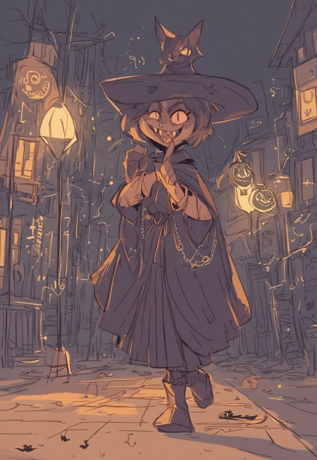 score_9, score_8_up, score_7_up, score_6_up, 1girl, solo, ugly witch, , summoning a cat, full body shot, street background, halloween, dynamic pose, easynegative, ng_deepnegative_v1_75t, negative_hand