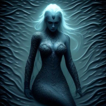 Fullbody black and white photography, beautiful gothic mermaid with flowing locks adorned with pearls and coral, under water, sad face, crying, heterochromia eyes blue and black, 8k, intricate detailed, anne stokes inspired