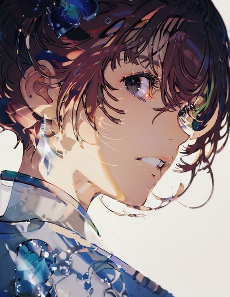 yoneyamai, a portrait of girl, side view, hair strands, soft lighting,  <lora:digital_art:1>