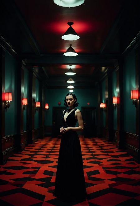 cinematic film still of (The Shining film style), collage, mixed media, horror-themed, macabre style, Art Academia aesthetic, a portrait of an extraordinary tale in the midst of a surreal hotel, circles, triangle, geometric shapes, vivid colors, stunning background. dark and moody, a mesmerizing blend of light and shadow. masterpiece, absurdres, intricate details <lora:The Shining film style:0.8>, eerie, unsettling, dark, spooky, suspenseful, grim, dark, gothic, grim, haunting, shallow depth of field, vignette, highly detailed, high budget, bokeh, cinemascope, moody, epic, gorgeous, film grain, grainy