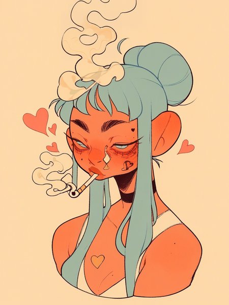 score_9, score_8_up, score_7_up, score_6_up, score_5_up,  <lora:BSXLP:1> bs, 1girl, smoke, heart