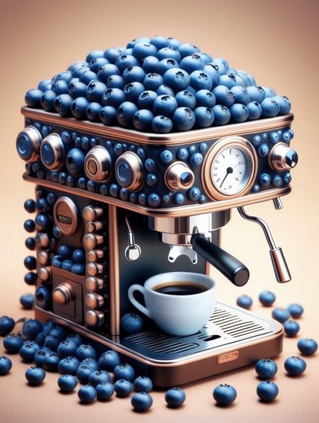 blueberrym0rph of a coffee machine <lora:Blueberry_World_Morph:1>