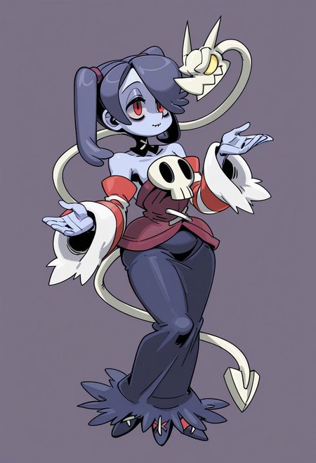 by 770mk, 1girl, solo, pose, squigly (skullgirls)