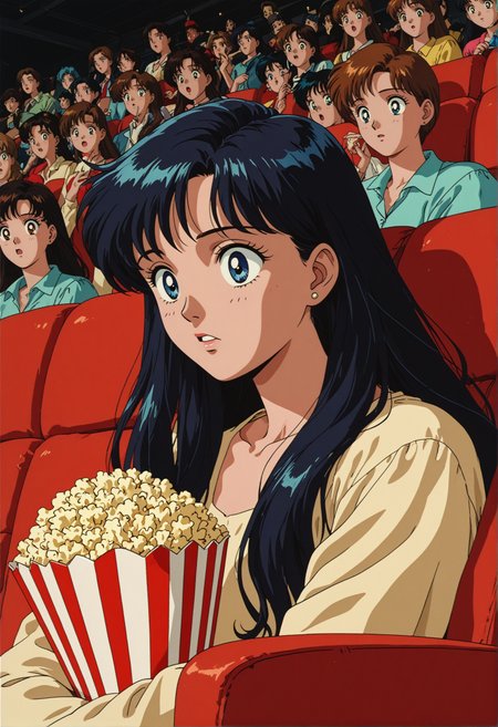 score_9,score_8_up,score_7_up,embedding:zPDXL2, masterpiece,best quality,highly detailed,detailed background, film grain,colorful,Expressiveh,Cinematic Lighting, s41l0rm00n, retro artstyle, 1girl, black hair, long hair, popcorn, surprised,<lora:增强\(收藏)\sdxl_lightning_8step_lora.safetensors:1.0:1.0> <lora:Vixon's AnimeManga Styles Sailor Moon.safetensors:0.9:0.9>