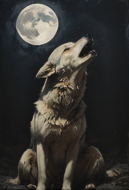 serenade of a (lonely:1.1) crying smiling wolf quivering under a cold blanked, beautiful melancholic (solo:1.1) concert, depressive tears of silver, (sad:1.3) lines of a mountain mirror, (howling:1.3) at a sky beyond,  moon, bittersweet faithful night,  <lora:- SDXL - vanta-black_contrast_V3.0:0.8> <lora:Moody__Time:0.8>