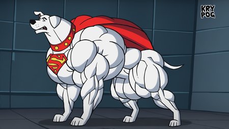 male,feral,solo,
standing,idle,
krypto,white dog,<lora:Krypto:0.9>,white fur,white body,(feral dog:1.2),red collar,superman logo,
muscular rump,muscular thighs,obliques,
(hyper muscle feral:1.1),(hyper muscular feral:1.1),(feral muscle:1.1),muscle growth,<lora:muscular-feral-000002:0.6>