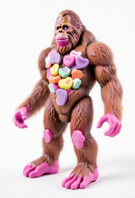 bigfoot made from candyhearts, text  , bigfoot, sasquatch, <lora:Candyhearts-15:0.8>,  ((white background))