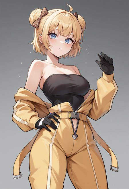 score_9,score_8_up,score_7_up,score_6_up,score_5_up,score_4_up,
1girl, watson amelia, short hair, double bun, spacesuit, black tube top, breasts, gloves, bare shoulders, ahoge, hair bow, 
solo, grey background, simple background, cowboy shot, looking at viewer,
<lora:ameliaponyxl:1>