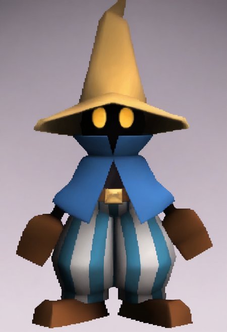 masterpiece, best quality, solo, 1boy, looking at viewer,  <lora:FF7-Chibi-illus_Fp:1>, full body, simple background, 3d, <lora:Ziggy-illus_Fp:1>, ziggy, yellow eyes, shaded face, faceless, no mouth, wizard hat, striped pants, cloak, robe, gloves, puffy pants