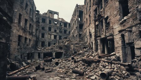 photograph fflixdcenv, no humans, scenery, original, ruins, photoshop (medium), pipes, building, stairs, rubble
 <lora:fflixdcenv-000013:0.7>, 50mm . cinematic 4k epic detailed 4k epic detailed photograph shot on kodak detailed cinematic hbo dark moody, 35mm photo, grainy, vignette, vintage, Kodachrome, Lomography, stained, highly detailed, found footage