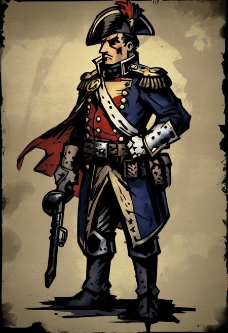 comicish artwork in dgst artstyle, Napoleonic soldier