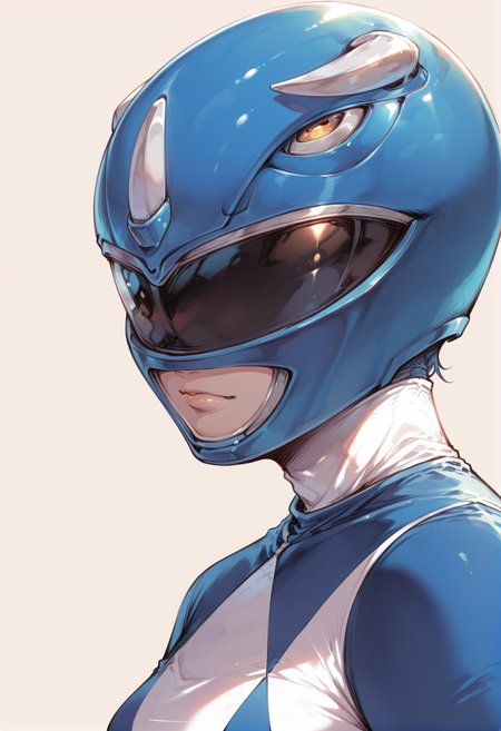 (score_9:0.9),score_8_up,score_7_up,rating_safe,anime style,(zPDXL),<lora:Blue Power Ranger ponyXL v2.1:0.7>,1girl,solo,white gloves,upper body,small breasts,blue bodysuit,blue motorcycle helmet,blue power ranger,
