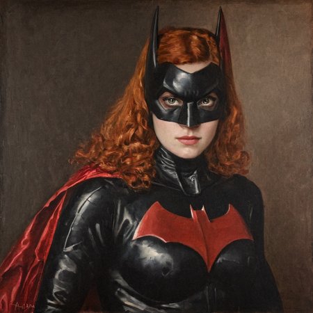 Painting of detailed realistic Batwoman imperial style portrait  AH_Titian   <lora:Paintings_by_Titian_-_Venetian_Renaissance:1>