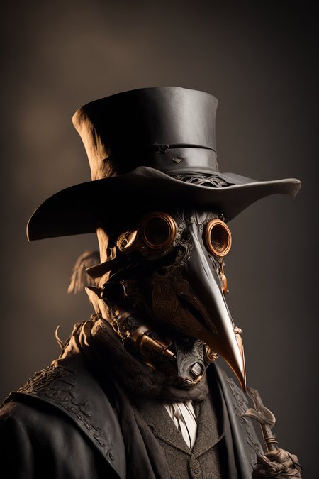 Portrait of Plague Doctor, intricate details, perfect features, dramatic, cinematic lighting, accent lighting, SSAA, smooth render, no noise