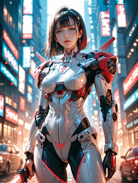score_9, score_8_up, score_7_up,BREAK
cowboy shot, 
 solo, 1girl, wearing a stylish futuristic outfit, highly detailed armor, (mecha elements:1.1), neon accents, wielding a large sword, [expression: fierce and determined], intricate accessories, intricate hair details, cyberpunk aesthetic, soft and smooth shading, in a vibrant cityscape background, highly detailed, sharp lines, (highly detailed background:1.2), soft rim lighting, depth of field, professional artwork, key visual design, dynamic lighting and shading.