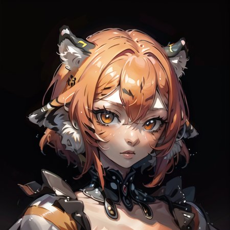 best quality, masterpiece, a portrait of a person <lora:pearlCreature_sd1520:0.5> mix_\(tiger\), red