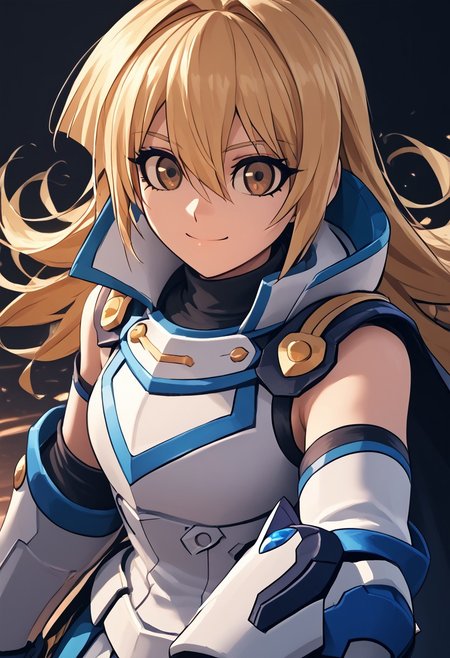 score_4,score_5,score_6,score_7_up,score_8_up,score_9
((masterpiece,best quality,ultra detailed,highres,HD,4k:1.2)),
Azure Striker Gunvolt(Main),shining highlights,
1girl, solo, girl focus,solo focus,face focus,
asukatj_def, brown eyes, blonde hair, long hair, hair between eyes, 
cape, cloak, armor, spikes, gauntlets,
smile,light smile,