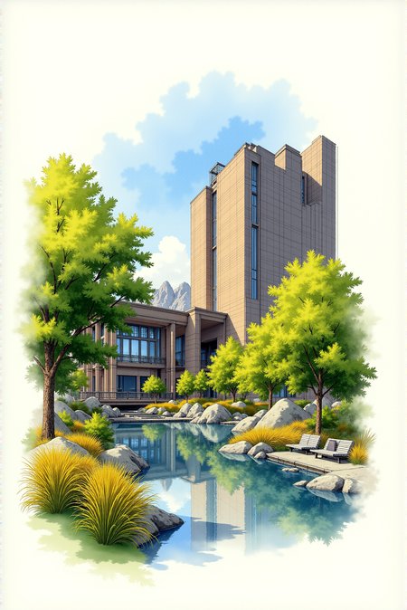 <lora:Vibrant_watercolor_v.21:0.80> A watercolor artwork featuring Noel Kempff Mercado National Park , architectural sketch,  fine and clean,  award-winning, professional, highly detailed, (style of OsamuTezuka :1.2)