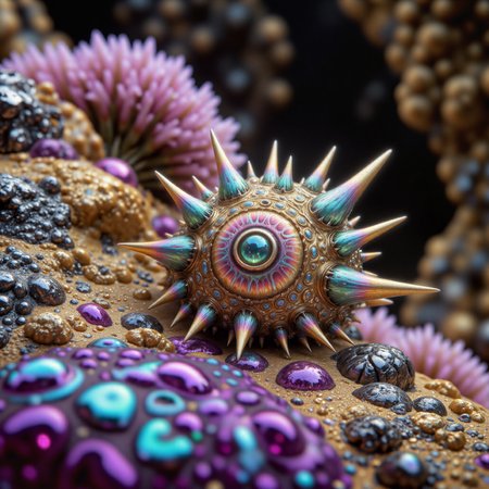 highly detailed, intricate, detailed background, famous artwork inspired by (jean-francois millet:1.2) and (jae cheol park:1.2) and (gerald brom:1.2), (fractal art:1.1), in the hinkleburging intertidal zones of the vast oceans on planet "thisoneismine quartus", a diminutive, spiky-shelled life form with (colorful jewel-like iridescence:1.6), the "dynamic mobglop", explores the otherworldly tide pools, hunting for pizzled zibberzoom, golden ratio, trippy lalaland, aidmamj6.1,  
<lora:style-trippy_lalaland-flux-by_ethanar:0.72>
<lora:midjourney_61-v0.4-flux-by_aidma:0.68> 
<lora:epic_gorgeous_details-balance-flux-by_flyway:0.6>