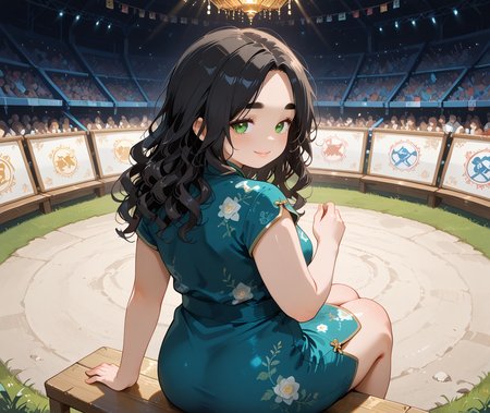 IllusP0s, PonyScores7, source_anime, ah1, IllustriousQual, interesting, exciting, spectacular, wonderful, 
BREAK <lora:xl_more_art-full_v1:0.2>, <lora:aesthetic_anime_v1s:0.2>, <lora:EpicF4nta5yXL:0.2>, <lora:detailxl:0.2>, detailxl, <lora:Fant5yP0ny:0.2>, amazing quality, best aesthetic, absurdres, illustration, Volumetric_Lighting, ultra-detailed, very aesthetic, intricate details, best_quality
BREAK ((Man sitting, woman on lap, facing away, His hands caress her as she leans forward,)),
BREAK Stable_Yogis_PDXL_Positives, AS-Adult, <lora:Complicated fantasy portrait - XL Pony V2.0:0.2>, bad-hands-5, <lora:HDA_Detailer:0.3>, <lora:natsumi_style:0.5>, <lora:by_usakun-pony:0.4>, by usakun, <lora:Akina_Bbw_Style_-_PonyXL:0.2>, AkinBw, ((Slow Motion)),
BREAK 1girl, mature female, (curvy), round-chin, caucasian, <lora:ETO_OC_Illustrius:0.5>, eto_oc, skindentation, (plump), thick thighs, wide hips, busty, voluptuous, <lora:venus body PonyXL:0.3>, <lora:shinyskin2:0.2>, glistening skin, HDA_FatGirlXL, 
BREAK ((<lora:future-0713:0.8>, crossover, china dress)),
BREAK (curly hair), long hair, (black hair:1.4), (parted hair:1.7), messy hair, kinky curls, <lora:hairdetailpxl:0.2>, hairdetailpxl,
BREAK (half green and brown eyes), (colorful eyes), (multicolored eyes), (downturned eyes:1.4), <lora:expressive eyes:0.2>, expressive eyes, <lora:eyedetailpxl:0.2>, eyedetailpxl, <lora:Eyes_High_Definition:0.2>, EyesHD, (round face:1.2), (thick eyebrows:1.3), (plump face), <lora:Round_face:0.2>, lips, 
BREAK ((seductive expression, Lidded eyes, soft smile, inviting posture expression)), <lora:Expressive_H:0.2>, Expressiveh, <lora:Emotional_Anime_Expressions_PonyXL_Concept:0.2>, emotional, <lora:Best_Facial_Expression_LoRA_PONY:0.2>, looking at viewer, <lora:Detailed expressive EXEV style -XL Pony V1.0:0.2>, FaceDetail,
BREAK (((a vibrant festival venue, featuring live performances, decorated stages, enthusiastic crowds, festive decorations, rhythmic music))), <lora:Background Detailer - SDXL:0.8>, 4k, 8k, Ultra HD, Masterpiece, Best quality, Detailed background, <lora:Add_more_details_V2_XLpony:0.4> full_details,