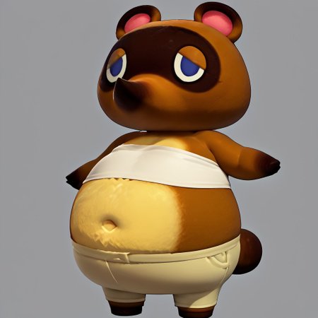 score_9, score_8_up, score_7_up, score_6_up, score_5_up, solo, best quality, 1boy, Tom Nook, Tanuki, Animal Crossing, furry, Brown fur, eyelashes, animal ears, tube top, skirt, fat