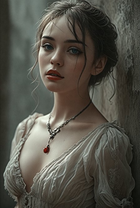 cinematic film still Masterpiece,half-body shot,an elegant 24-year-old vampire girl,realistic skin blemishes,mystique amidst the shadows,elegance and gothic allure,Ethereal beauty,slim body,perfect face,piercing eyes,red iris,aggressive,porcelain complexion,accentuated by eyes that gleam,outdoor,dark alley,dark mood,subtle smirk on her lips,pretty features,amazing beauty,Royo,Bak,from below,cinematic angle, . shallow depth of field, vignette, highly detailed, high budget, bokeh, cinemascope, moody, epic, gorgeous, film grain, grainy