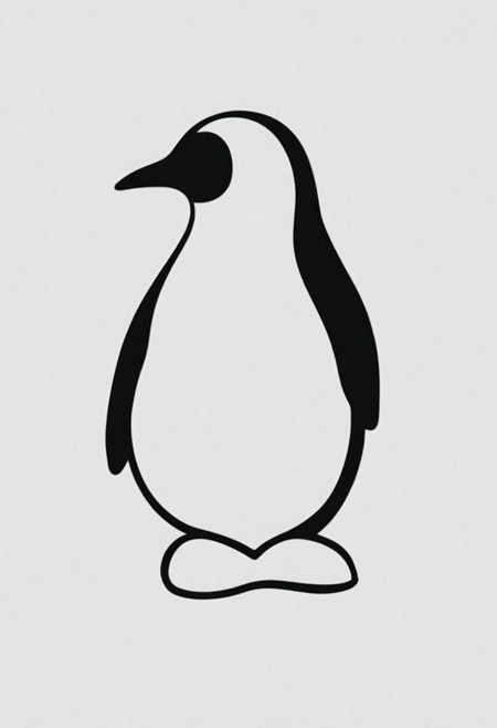 score_9, minimalism, greyscale, drawing of a penguin, Stylized