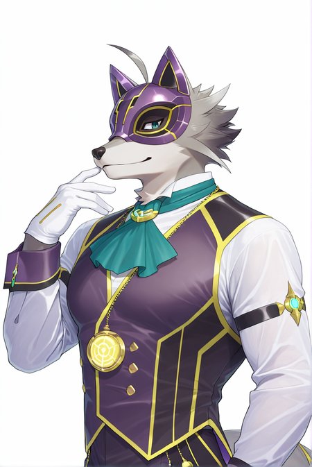 <lora:easynegative:1>, <lora:add-detail-xl:1>, <lora:Vulpecula__ã¦ã«ãã¯ã©__ä¹å°ä½©åºæ_Live_A_Hero__ã©ããã­__ç´æ­è±é__Character:1>, 
score_9, score_8_up, score_8, countershading, high quality, hires, detailed face, detailed eyes, detailed, high quality realistic graphics, detailed face, detailed eyes, detailed, simple background, white  background, 
anthro, furry, fox, vulpecula, vulpecula (live a hero), butler, grey fox, grey fur, furry, live a hero, male, mask, vest, solo,  (((slim body))), white gloves,
sexy, hot, sexy pose, hot pose,