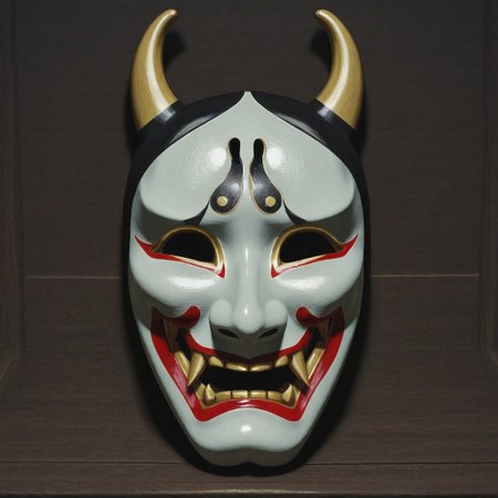 haunted hannya mask in an ancient Japanese shrine