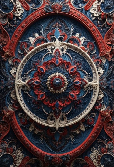 photo of a paisley pattern, boteh, paisley, navy blue, madder red, almond, entwined paislies, official art, aesthetic, dynamic angle, hyper detailed, order and chaos, dark colors, (extremely detailed, intricate details, masterpiece, best quality, 8k wallpaper:1.4), dramatic lighting, (dark blue and madder red palette:1.2), twisting paisley