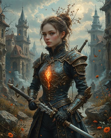 multi-exposure motion blur composite of (cryomancer warlord with ice-forged weaponry dragging massive cleaver with sparks trailing use molten_glass:1.2) in front of Sanford Robinson Gifford (haze effects), Pine barrens with charred tree skeletons, lichen bio crust on dunes, bell tower on hill summit, goshawk circling prey,
wearing blessed ceramite cuirass with scripture engraving made of bioluminescent bacterial cellulose with neural interface ports along spine,
biomechanical blueprint schematic in the style of james jean, crystal prism rainbow projection, insect chitin iridescence,
blood ink diffusion in liquid, nomadic, sand-scoured, sun-bleached, fragmented cubist reality shards, artstation, trending on artstation, highly detailed fantasy art, stocking, intricate, elegant, highly detailed, centered, digital painting, concept art, smooth, sharp focus,
<lora:tbh124-sdxl:0.15> style of Jean-Antoine Watteau,
<lora:tbh129-sdxl:0.15> style of Michael Cheval,
 <lora:Sinozick:0.15>,
<lora:add-detail-xl:0.7>,
<lora:aidmaMJ6.1_v0.5_2:0.3> aidmamj6.1,
<lora:Flux-XL_Scenery:0.15> flux-scenery,
<lora:Flux-style-xl-lora:0.15> flux-style,
<lora:1dkXLP:0.15> 1dk,
<lora:extremely_detailed:0.8> extremely detailed ,
<lora:tbh76-sdxl:0.05> Style of Mark Ryden, 
<lora:tbh124-sdxl:0.15> style of Jean-Antoine Watteau,
<lora:tbh129-sdxl:0.15> style of Michael Cheval,
<lora:Sinozick:0.15>,
<lora:add-detail-xl:0.7>,
<lora:aidmaMJ6.1_v0.5_2:0.3> aidmamj6.1,
<lora:Flux-XL_Scenery:0.15> flux-scenery,
<lora:Flux-style-xl-lora:0.15> flux-style,
<lora:1dkXLP:0.15> 1dk,
<lora:extremely_detailed:0.8> extremely detailed ,
<lora:tbh76-sdxl:0.1> Style of Mark Ryden,, Cyberpunk art style, futuristic cityscapes, neon-lit streets, high-tech and low-life, cybernetic enhancements, dystopian and gritty atmosphere