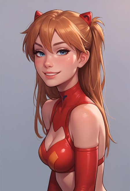 score_9, score_8_up, score_7_up, score_6_up, score_5_up, score_4_up, asuka langley, turning to face viewer, head tilt, 1 girl, seductive smile, looking at viewer, sexy revealing outfit, kinky, adorable, petite, skinny, side view, looking at viewer, round face, 18 years old, cutest girl in the world