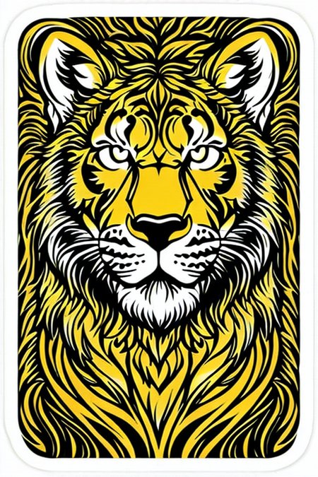 leo animal ((stickers)) retro (high quality) <lora:stickersAnimeStyle_v10:0.6>, closeup