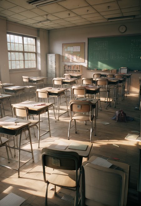 ,ruanyi1125,school,classroom,
sailor,pleated skirt,6+girls,white shirt,red bow,<lora:1125 Old Classroom_v1_pony:1>, score_9,score_8_up,score_7_up,,8k,1girl,solo,,