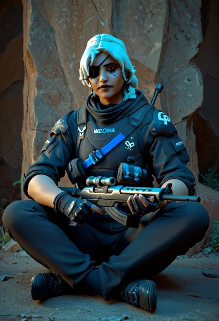 score_9, score_8_up, score_7_up Ana overwatch sitting looking at viewer all geared up unform pointing a sniper