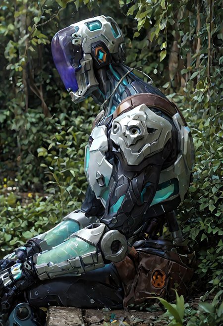 score_9,score_8_up,score_7_up,score_6_up, robot, kayo, triangel face, male robot, solo, 
BREAK 
, sitting, half side view, 
BREAK 
, a cute garden,