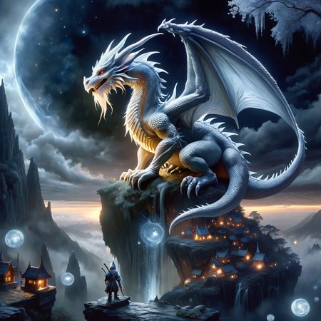 (best quality)++, (masterpiece)++, (detailed)+, elf on the shelf fighting a Dragon, (fantasy illustration)1.3, enchanting Dragon, elf on the shelf, mystical design, (many gnomes)1.4 (whimsical charm).4 Otherworldly charm, mystical sky, (Luis Royo)1.2, (Yoshitaka Amano)1.1, moonlit night, soft colors, (detailed cloudscape)1.3, (high-resolution)1.2 (gnomes everywhere)1.2 , <lora:DonM3t3rn1tyXL-v1.1:0.8> DonM3t3rn1tyXL <lora:DonMD1g174l4sc3nc10nXL:0.8> DonMD1g174l4sc3nc10nXL  <lora:Dragons:0.8> dragon <lora:EnvyMagicalXL01:0.8> magical <lora:FantasyLandscape:0.8> FanLan