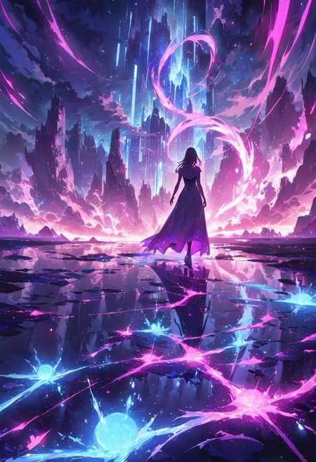 serene night, beautiful sky, dancing silhouette, Complex landscape, best quality, pastel colors, light blue tint, aesthetic Ethereal, Effulgent, Idyllic atmosphere,  Tranquil,  ethereal quality, cinematic volume, Twinkling lighting, glowing aura, global illumination,  glowneon, Anisotropic Filtering, Unrivaled Opus, Unconventional, hyper detailed, HDR,