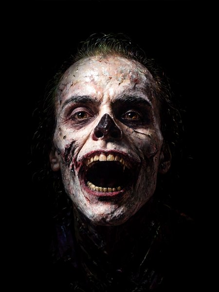 "The Dead Joker" is an ominouus portrait of the comic villain as an undead creature with enhanced skull like features that highlights his ironic smile and sinister demeanor,maniacal smile of a gaping maw,dark void background, rim lighting, dramatic shadows and lighting bring the image to life "The Dead Joker" is an ominouus portrait of the comic villain as an undead creature with enhanced skull like features that highlights his ironic smile and sinister demeanor,maniacal smile of a gaping maw,dark void background, rim lighting, dramatic shadows and lighting bring the image to life