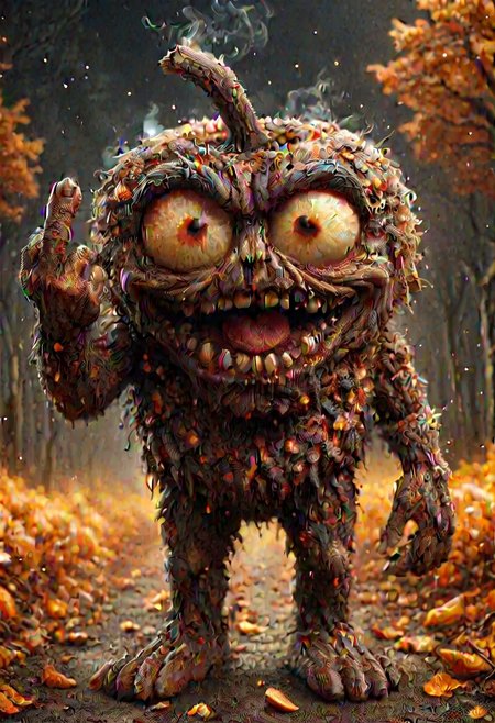 anthromuscular ,cradimerdo crocs,Create an ultra-high definition, photo-realistic image of a charming apple monster middle finger with cute, soulful eyes and soft, moustache. The background should feature a blurred, out-of-focus landscape to emphasize the monster as the main focus of the image. The lighting should be warm and inviting, casting a gentle glow on the monster and highlighting the rich colors of its flesh and clothing. Use a high-resolution camera with a fast shutter speed to capture every detail of the monster and its surroundings, ensuring a crisp, clear image that truly brings the monster to life. camera Nikon Z7 II with 24-70mm f/4 S lens.
<lora:MJ52:0.5> <lora:DetailedEyes_V3:1> <lora:SDXLFaeTastic2400:0.5>   <lora:anthromuscular:0.7> <lora:cradimerdo:0.5>   <lora:middle_finger:1>