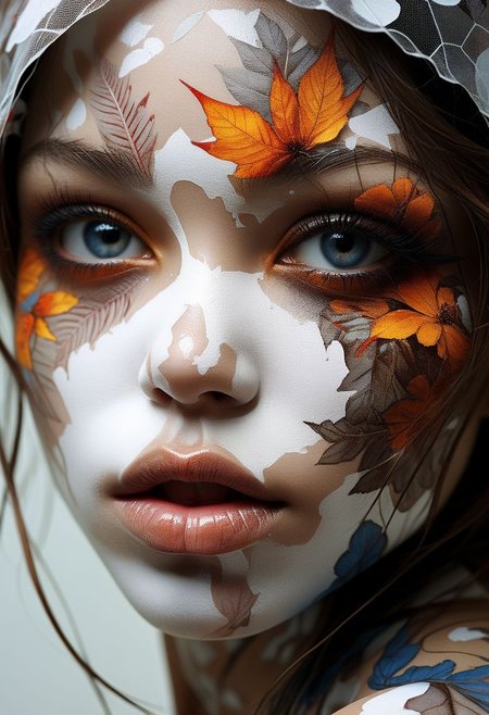 Close-up face, mysterious silhouette of an exotic girl in worn down clothing, white cosmetic over eyes only, goddess, alluring, by Minjae Lee, Carne Griffiths, Emily Kell, Steve McCurry, Geoffroy Thoorens, Aaron Horkey, Jordan Grimmer, Greg Rutkowski, amazing depth, double exposure, surreal, geometric patterns, intricately detailed, bokeh,  perfect balanced, deep fine borders, artistic photorealism , smooth,  great masterwork by Suiras  <lora:add-detail-xl:2>  <lora:Double_Exposure:0.5>