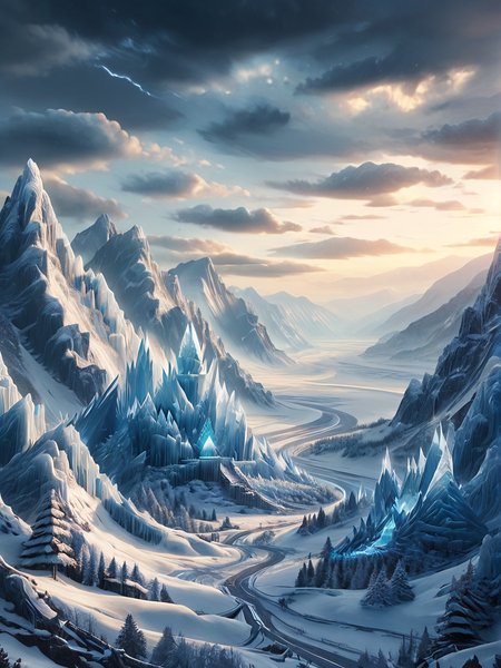 epic scenery, scenic mountain top, beautiful landscape, dark clouds, thunder storm,  magical lightning, ice dragon, 
fr0stwrld, snow, ice, highest quality, ultra detailed, masterpiece <lora:Fr0stWrld-v10:0.99>