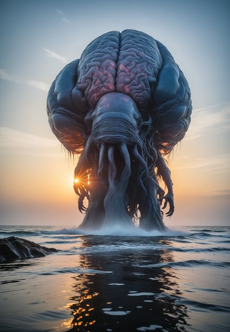 abstract  gradients, landscape inkdrawing, a goliath, a gigantic brain monster  on ocean alien landscape where water covers the entire surface,  black on white <lora:Photoreal:10> <lora:sss-000009:1>    <lora:sdxl:0.5>