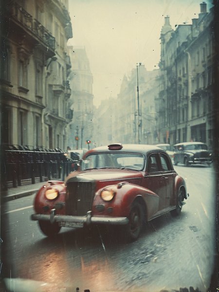 35mm Vintage photo,  Two Customized Cars Rolling Through A City Street,  <lora:Vintage_Street_Photo:1>,  <lora:add-detail-xl:0.8>