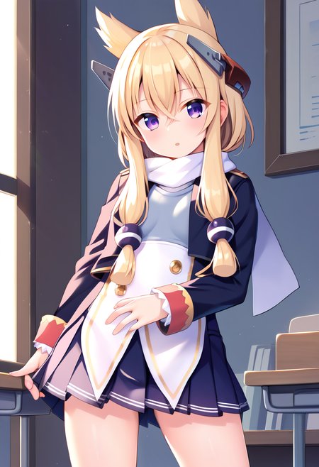 score_9, score_8_up, score_7_up, score_6_up, score_5_up, score_4_up, source_anime,
BREAK,
solo, 1girl, standing, looking at viewer, school uniform, indoors, 
<lora:warspite_azurlane_ponyXL_v1:1> warspite \(azur lane\), blonde hair, long hair, purple eyes, sidelocks, headgear,