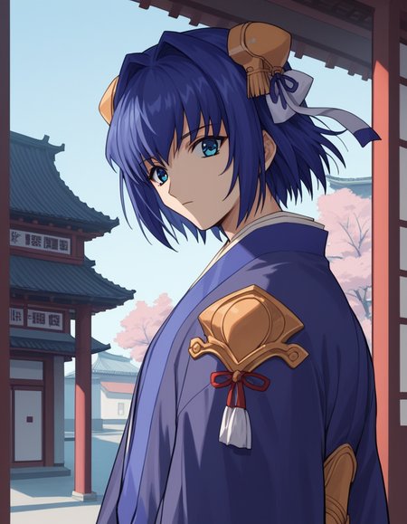 score_9, score_8_up, score_7_up, source_anime, <lora:daiakuji-yume-ova-ponyxl-lora-nochekaiser:1>, yume, short hair, blue eyes, hair ornament, blue hair, hair intakes, ribbon, hair ribbon,, long sleeves, japanese clothes, bridal gauntlets,, Buildings, architecture, man made, urban, interior, , from side, looking at viewer, solo,, dutch angle, cowboy shot